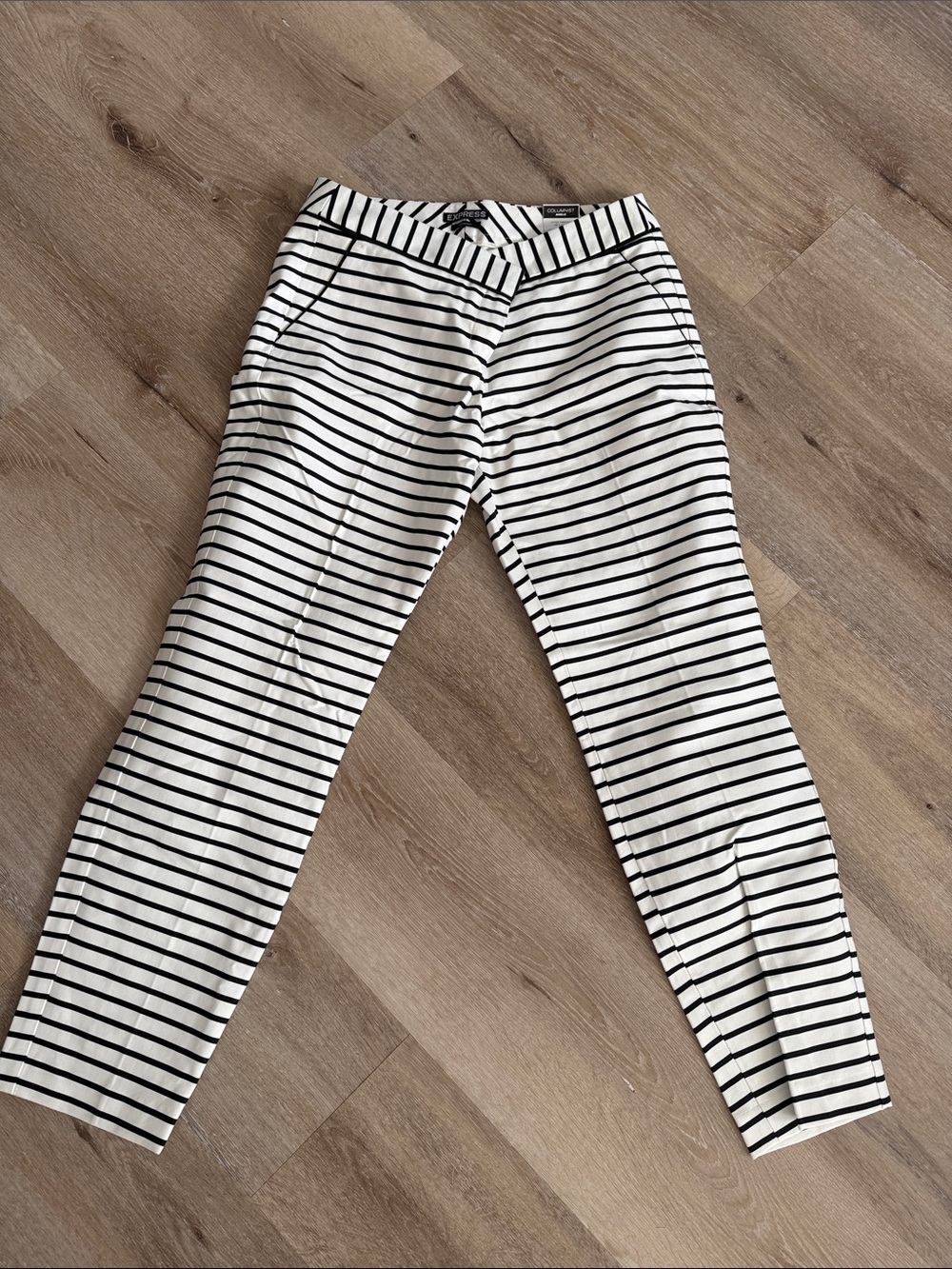 Express Women’s Black & White Striped Chinos
